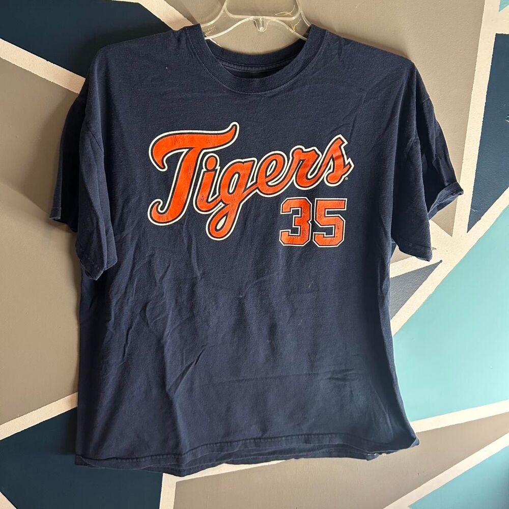 Justin Verlander Tigers Mlb Men's Navy and Blue T-shirt